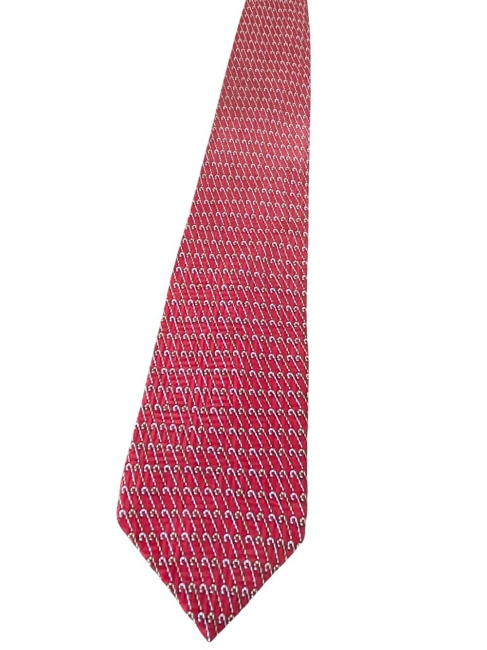 Claybrooke Christmas Red Silk Tie With Candy Cane Pattern